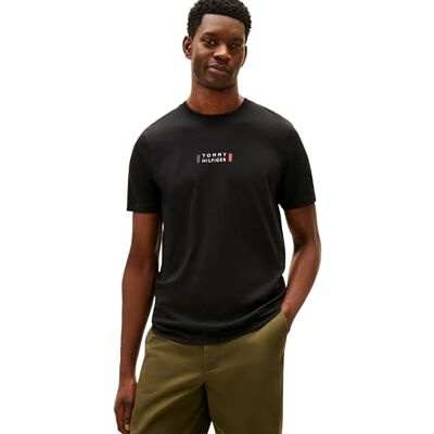 Tommy Hilfiger män varumärke kärlek litet center TEE MW0MW41453 S/S t-shirt, svart, L, svart (svart), L Tommy Hilfiger män varumärke kärlek litet center TEE MW0MW41453 S/S t-shirt, svart, L, svart (svart), L