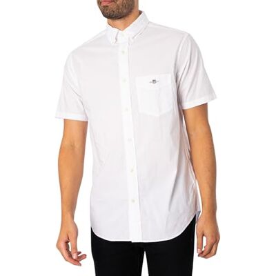 GANT Reg Poplin Ss skjorta för män, klassisk kortärmad skjorta, Vit, 3XL GANT Reg Poplin Ss skjorta för män, klassisk kortärmad skjorta, Vit, 3XL