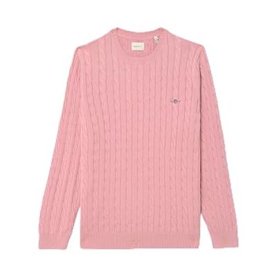 GANT Bomull Cable C-Neck Tröja för män, Dammig rosa, XXL GANT Bomull Cable C-Neck Tröja för män, Dammig rosa, XXL