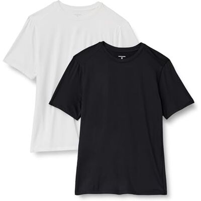 Amazon Essentials mäns aktiv snabbtorkande teknik stretch lätt kortärmad t-shirt, paket med 2, svart/vit, medium Amazon Essentials mäns aktiv snabbtorkande teknik stretch lätt kortärmad t-shirt, paket med 2, svart/vit, medium