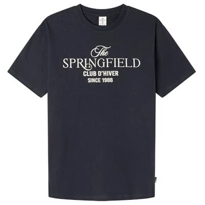 Springfield Camiseta Con Gráfico stickad herr, Mörkblå, S Springfield Camiseta Con Gráfico stickad herr, Mörkblå, S