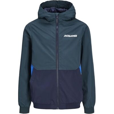 JACK & JONES JACK&JONES JUNIOR Jjerush Blocking Hood Bomber Noos Jnr Jacka för barn, Magical Forest/Detalj: Navy Blazer/Nautical Blue Blocking, 140 JACK & JONES JACK&JONES JUNIOR Jjerush Blocking Hood Bomber Noos Jnr Jacka för barn, Magical Forest/Detalj: Navy Blazer/Nautical Blue Blocking, 140