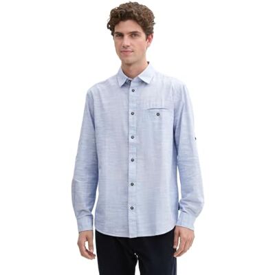 TOM TAILOR herrskjorta, 31317 – Vit blå Fil A Fil Dobby, M TOM TAILOR herrskjorta, 31317 – Vit blå Fil A Fil Dobby, M
