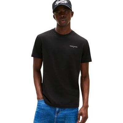 Tommy Jeans Kortärmad T-shirt för män, Svart, XXL Tommy Jeans Kortärmad T-shirt för män, Svart, XXL
