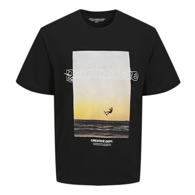 JACK & JONES Jcounion foto tryck Tee Ss Crew Neck, Svart skönhet, L JACK & JONES Jcounion foto tryck Tee Ss Crew Neck, Svart skönhet, L