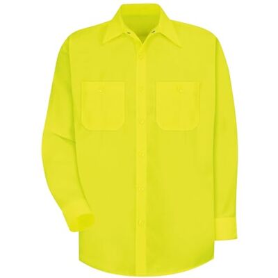 Red Kap Långärmad t-shirt för män med förbättrad synlighet, Fluorescerande gul/grön, XXL Red Kap Långärmad t-shirt för män med förbättrad synlighet, Fluorescerande gul/grön, XXL