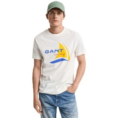 GANT Graphic Ss T-shirt för män, kräm, S GANT Graphic Ss T-shirt för män, kräm, S