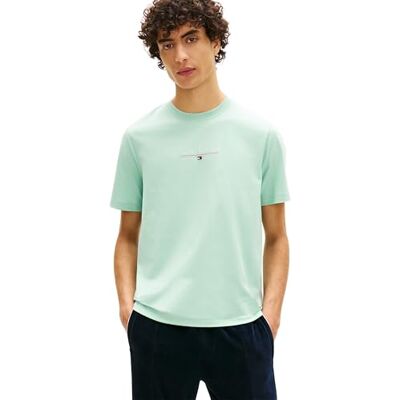 Tommy Hilfiger Herr varumärke Love Lockup Tee MW0MW42363, Grön, S Tommy Hilfiger Herr varumärke Love Lockup Tee MW0MW42363, Grön, S