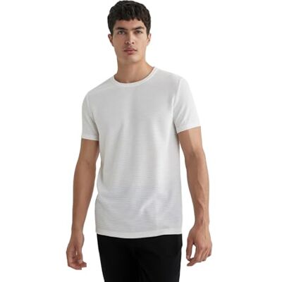 DeFacto Basic T-shirt för män – klassisk t-shirt för män, ecru, XS DeFacto Basic T-shirt för män – klassisk t-shirt för män, ecru, XS
