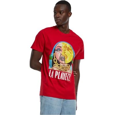 herr-t-shirt, La Playette Tee med tryck, t-shirt för män, grafisk t-shirt, streetwear, Cityröd, L herr-t-shirt, La Playette Tee med tryck, t-shirt för män, grafisk t-shirt, streetwear, Cityröd, L