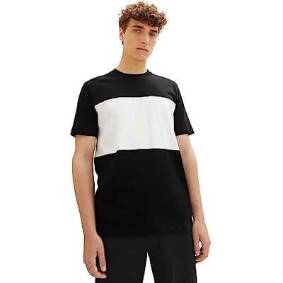 TOM TAILOR Denim herr basic t-shirt med cutline-stil, 29999-svart, L TOM TAILOR Denim herr basic t-shirt med cutline-stil, 29999-svart, L