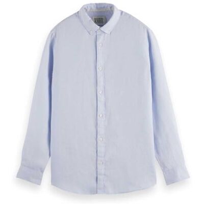 Scotch & Soda Core – linne skjorta Ls Button-Down, Skjorta blå 410, M Scotch & Soda Core – linne skjorta Ls Button-Down, Skjorta blå 410, M