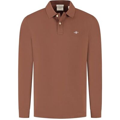 GANT REG sköld LS Pique Rugger, Mahogny brun, S GANT REG sköld LS Pique Rugger, Mahogny brun, S