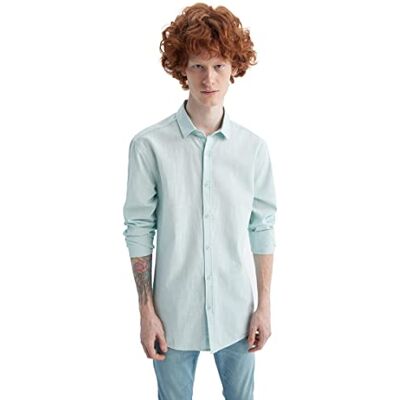 DeFacto Långärmad herrskjorta, långärmade herrskjortor, Mint, S DeFacto Långärmad herrskjorta, långärmade herrskjortor, Mint, S
