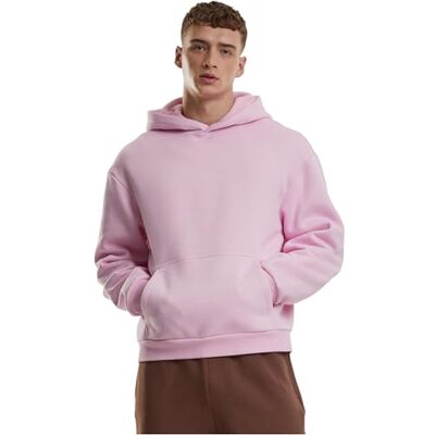 Urban Classics Huvtröja för män, fluffig huvtröja, avslappnad huvtröja för män, oversize passform, storlekar S–5XL, Mjuk rosa, 3XL Urban Classics Huvtröja för män, fluffig huvtröja, avslappnad huvtröja för män, oversize passform, storlekar S–5XL, Mjuk rosa, 3XL