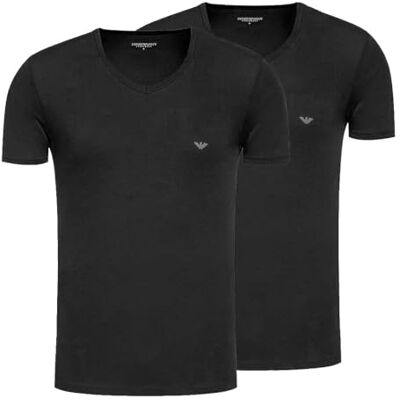 Giorgio Armani mäns Core logotypband 2-pack v-ringad t-shirt, svart, XXL, normal, Svart/Svart, XXL Giorgio Armani mäns Core logotypband 2-pack v-ringad t-shirt, svart, XXL, normal, Svart/Svart, XXL