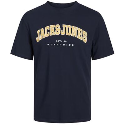 JACK & JONES CALEB VARSITY T-SHIRT för män SS O-hals modern, Atlantblå dimma dimout, XL JACK & JONES CALEB VARSITY T-SHIRT för män SS O-hals modern, Atlantblå dimma dimout, XL