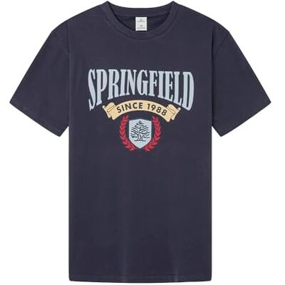 Springfield , T-shirts för män, S, mörkblå, Blå, S Springfield , T-shirts för män, S, mörkblå, Blå, S