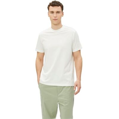 Koton Män Basic T-shirt Crew Neck Short Sleeve, Ecru (010), M Koton Män Basic T-shirt Crew Neck Short Sleeve, Ecru (010), M