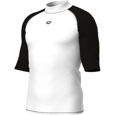ARENA Anti UV kortärmad grafisk T-shirt för män, Vit-svart, L ARENA Anti UV kortärmad grafisk T-shirt för män, Vit-svart, L