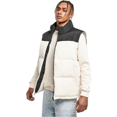 Urban Classics Block Puffer Vest män väst svart/svart basics, streetwear, svart/vitsand, M Urban Classics Block Puffer Vest män väst svart/svart basics, streetwear, svart/vitsand, M