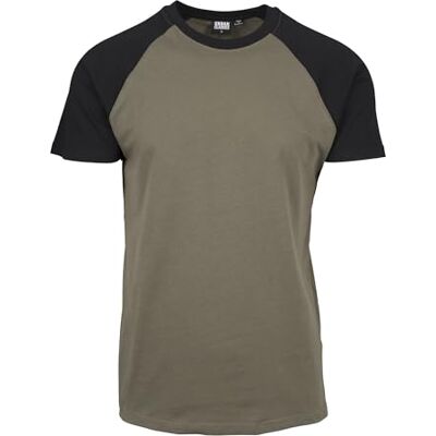 Urban Classics Raglan Contrast Tee för män, finns i många olika färger, storlekar S – 5XL, oliv/svart, 4XL Urban Classics Raglan Contrast Tee för män, finns i många olika färger, storlekar S – 5XL, oliv/svart, 4XL