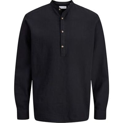 JACK & JONES Jjesummer linne blandning tunika tröja L/S Sn, svart, S JACK & JONES Jjesummer linne blandning tunika tröja L/S Sn, svart, S