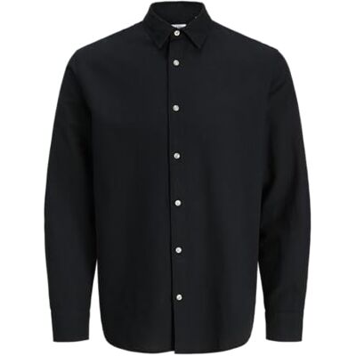 JACK & JONES Jjebreeze Skjorta i linne L/S Sn, svart, L JACK & JONES Jjebreeze Skjorta i linne L/S Sn, svart, L