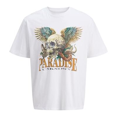 JACK & JONES Joreaglerock gallerite Ss Crew Neck Tg, Ljus vit, L JACK & JONES Joreaglerock gallerite Ss Crew Neck Tg, Ljus vit, L
