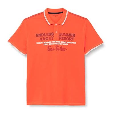 TOM TAILOR Herr Piqué pikétröja med tryck 1032415, 10524 Grenadine Red, S TOM TAILOR Herr Piqué pikétröja med tryck 1032415, 10524 Grenadine Red, S