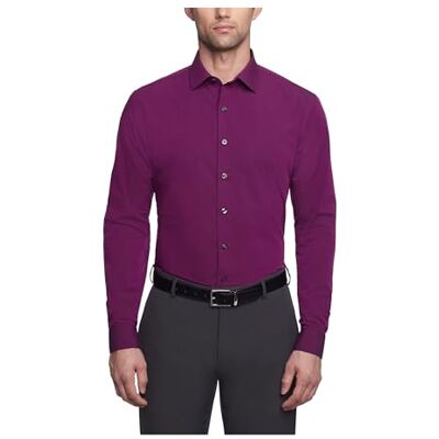 Kenneth Cole Unlisted Herrskjorta, smal passform, enfärgad, Hallon, 15"-15.5" Neck 34"-35" Sleeve Kenneth Cole Unlisted Herrskjorta, smal passform, enfärgad, Hallon, 15"-15.5" Neck 34"-35" Sleeve