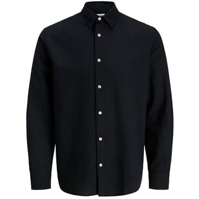 JACK & JONES Jjebreeze linne Blend skjorta L/S Sn Pls – plus storlek, svart, 3XL JACK & JONES Jjebreeze linne Blend skjorta L/S Sn Pls – plus storlek, svart, 3XL