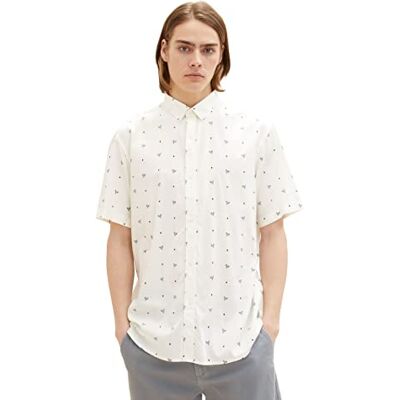 TOM TAILOR Denim Herrar 1036246 skjorta, 31922-vit marinblå tennistryck, M, 31922 – vit marinblå tennis tryck, M TOM TAILOR Denim Herrar 1036246 skjorta, 31922-vit marinblå tennistryck, M, 31922 – vit marinblå tennis tryck, M