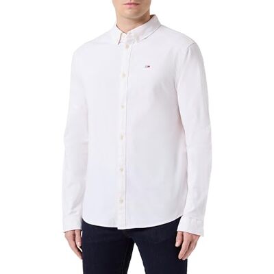 Tommy Jeans herr Tjm Slim Stretch Oxford Shirt Dm0dm09594 L/S skjorta, Forntida vit, XXS Tommy Jeans herr Tjm Slim Stretch Oxford Shirt Dm0dm09594 L/S skjorta, Forntida vit, XXS