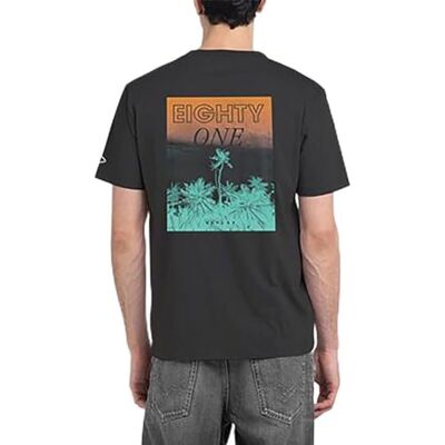 Replay T-shirt för män kortärmad bomull, 098 svart, S Replay T-shirt för män kortärmad bomull, 098 svart, S