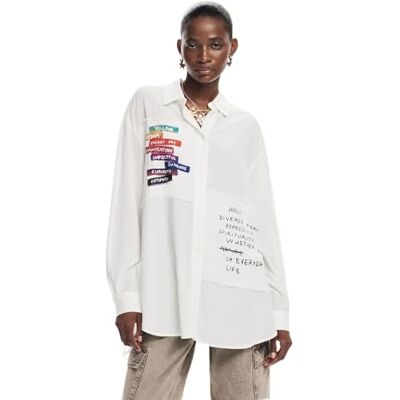 Desigual CAM_Kobe, 1000 Blanco, XL, Vit, XL Desigual CAM_Kobe, 1000 Blanco, XL, Vit, XL