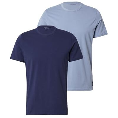 Giorgio Armani Herr Essential LOGOLABEL 2-pack rund hals t-shirt grå XXL normal passform, Grå, XXL Giorgio Armani Herr Essential LOGOLABEL 2-pack rund hals t-shirt grå XXL normal passform, Grå, XXL