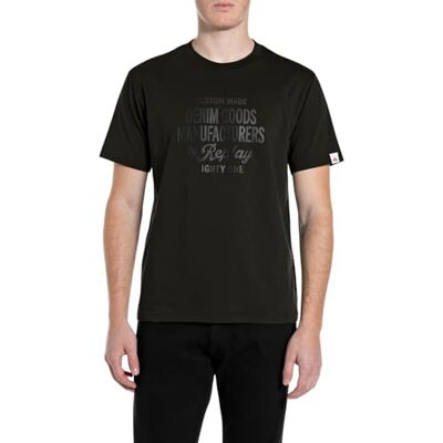 Replay T-shirt för män normal passform av bomull, 098 svart, XL Replay T-shirt för män normal passform av bomull, 098 svart, XL