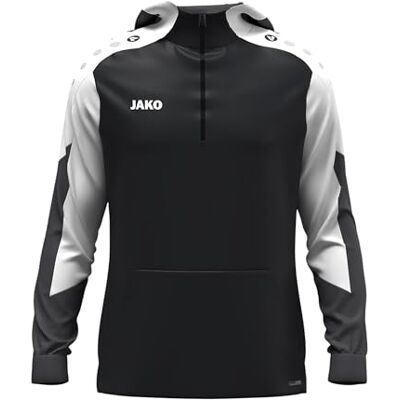 JAKO Unisex huvtröja med dragkedja Dynamic, svart/vit/antracit, S JAKO Unisex huvtröja med dragkedja Dynamic, svart/vit/antracit, S