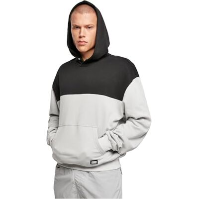 Urban Classics Herr Upper Block hoodie, Ljussfalt/svart, XXL Urban Classics Herr Upper Block hoodie, Ljussfalt/svart, XXL