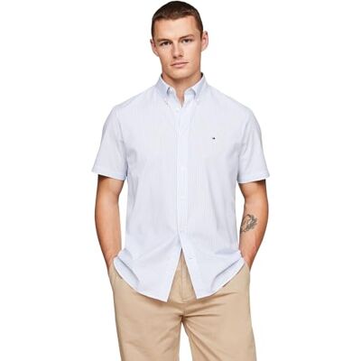 Tommy Hilfiger herr Flex Poplin STP Rf tröja S/S lediga skjortor, blå, S, Molnblå/Optisk vit, S Tommy Hilfiger herr Flex Poplin STP Rf tröja S/S lediga skjortor, blå, S, Molnblå/Optisk vit, S