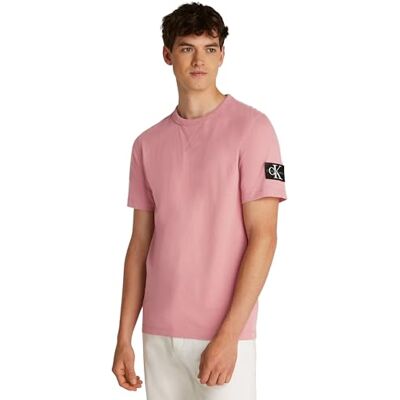 Calvin Jeans mäns emblem normal T-tröja J30J323484, S/S t-shirt, lila, XXS, Lila (ros skymning), XXS Calvin Jeans mäns emblem normal T-tröja J30J323484, S/S t-shirt, lila, XXS, Lila (ros skymning), XXS