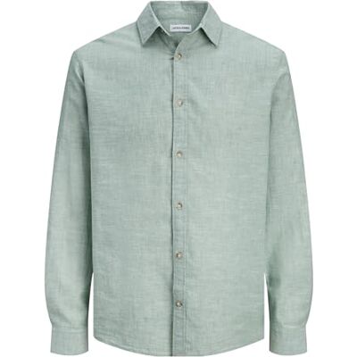 JACK & JONES Jjesummer linne Blend skjorta L/S Sn, Granitgrön, S JACK & JONES Jjesummer linne Blend skjorta L/S Sn, Granitgrön, S