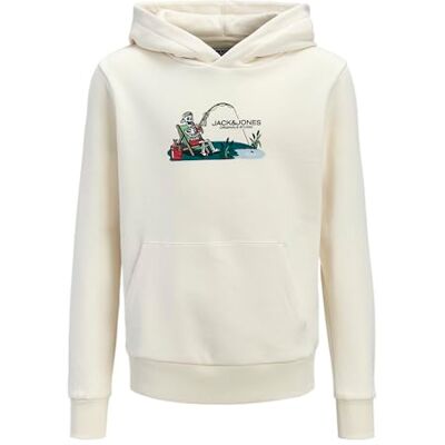 JACK & JONES Jorskull Nature Sweat Hood Sn Jnr, Antik vit, 140 JACK & JONES Jorskull Nature Sweat Hood Sn Jnr, Antik vit, 140
