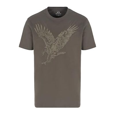 Giorgio Armani Herr stor broderad Eagle regular fit bomull jersey T-shirt, Svart Oliv, S Giorgio Armani Herr stor broderad Eagle regular fit bomull jersey T-shirt, Svart Oliv, S