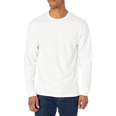 Hanes långärmad skjorta för män Beefy-T (2-pack), Vit, M Hanes långärmad skjorta för män Beefy-T (2-pack), Vit, M