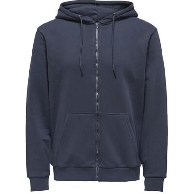 Only & Sons Endast & SONS Onsceres Zip THR. Hoodie Sweat Noos, blå nätter, M Only & Sons Endast & SONS Onsceres Zip THR. Hoodie Sweat Noos, blå nätter, M