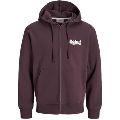 JJ REBEL Jrebrakim Sweat Zip Hood, Vingårdsvin, XXL JJ REBEL Jrebrakim Sweat Zip Hood, Vingårdsvin, XXL