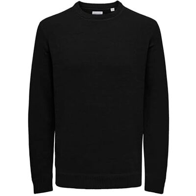 Only & Sons Onsethan Life Reg 7 Crew Knit Noos, svart, XS Only & Sons Onsethan Life Reg 7 Crew Knit Noos, svart, XS
