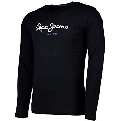 Pepe Jeans London Eggo Long N Herr Regular Fit Långärmad T-shirt, 100% bomull Crew Neck T-shirt med bröstlogotyp, svart Pepe Jeans London Eggo Long N Herr Regular Fit Långärmad T-shirt, 100% bomull Crew Neck T-shirt med bröstlogotyp, svart